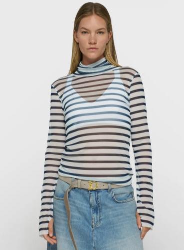 (w) Longsleeve 10Days Mesh Stripes ecru/night sky