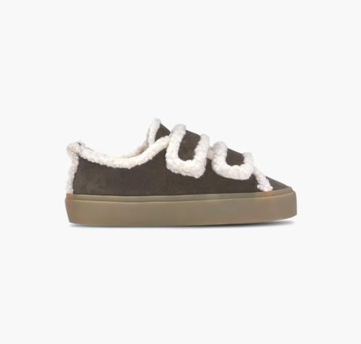 (w) Inuikii Shearling Low Velcro dark brown