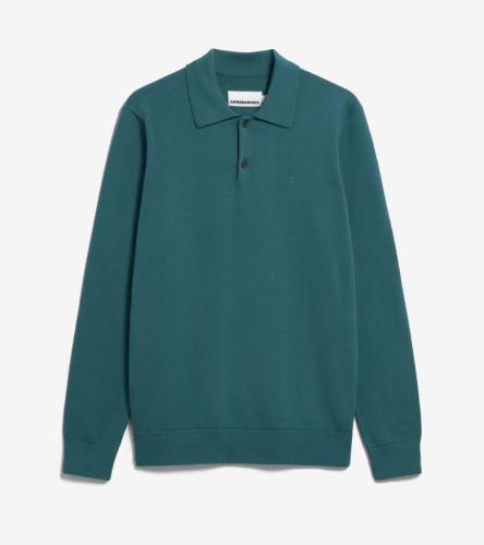 Poloshirt Armedangels Knit longsleeve petrol velvet