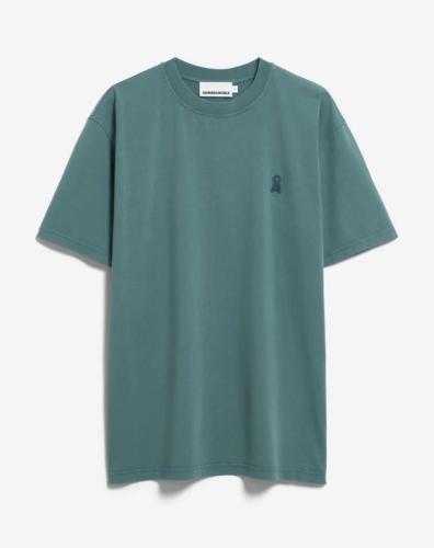 T-Shirt Armedangels Iconic Maarkos petrol velvet washed