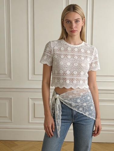 (w) Scarf Lace FEG0207 blanc