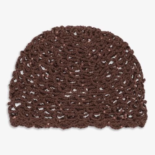 (w) Hat Sui Ava Crochet Sequin brown